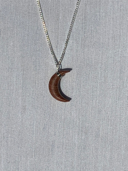 wooden moon necklace