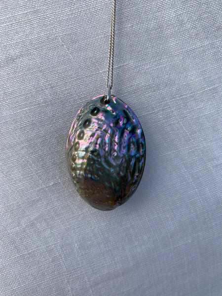 pāua seed silver necklace