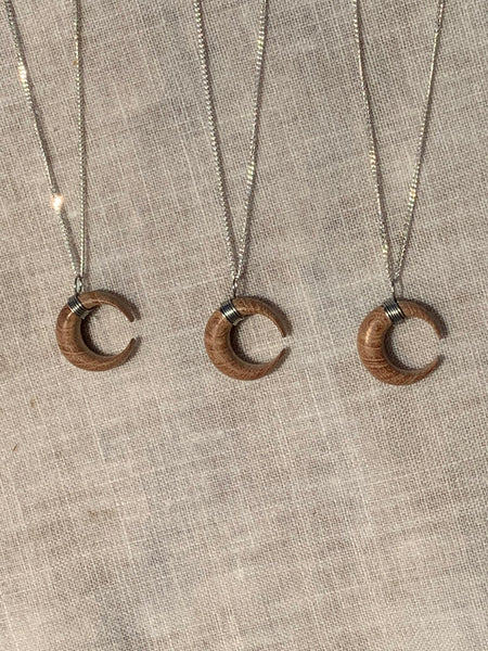 wooden moon necklace