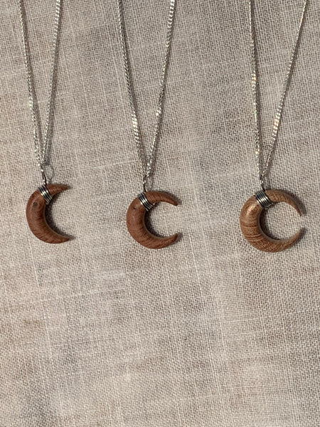 wooden moon necklace