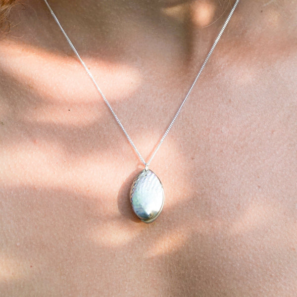 pāua seed silver necklace