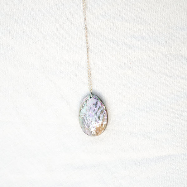 pāua seed silver necklace