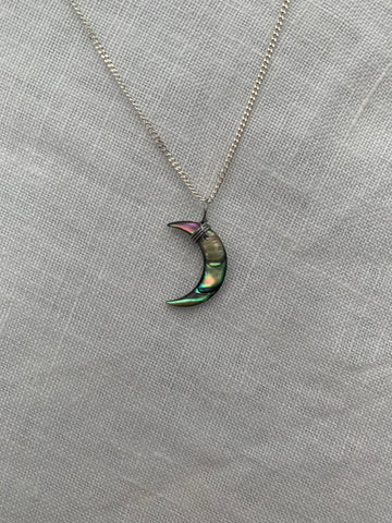 Luna pāua silver necklace