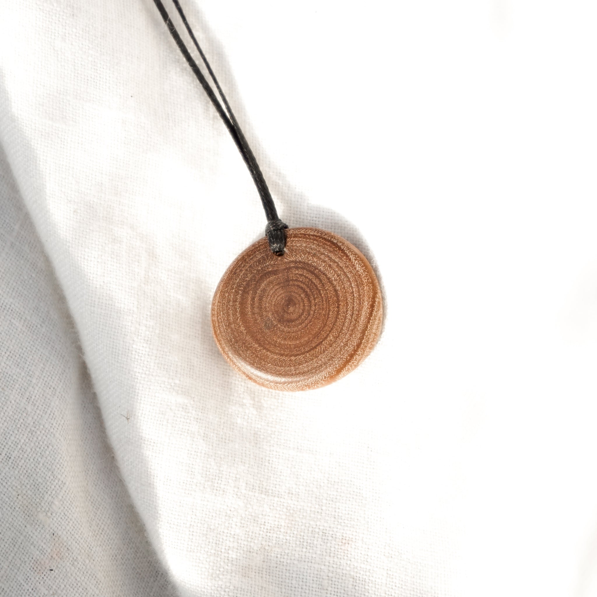 wooden disk cord necklace